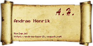 Andrae Henrik névjegykártya